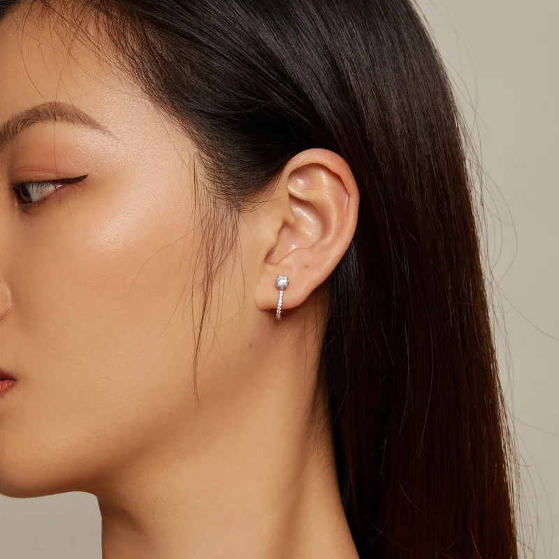 (afbeelding voor) Pandora Stijl Simpele Zirkonia Hoepel Oorbellen - BSE856 - Bekijken 5