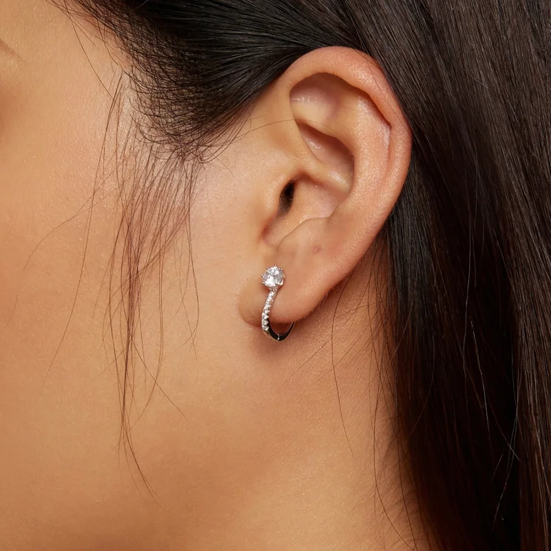 (afbeelding voor) Pandora Stijl Simpele Zirkonia Hoepel Oorbellen - BSE856 - Bekijken 6