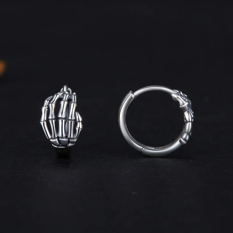 (afbeelding voor) Pandora Stijl Skelet Hand Hoepel Oorbellen - SCE1641 - Bekijken 2