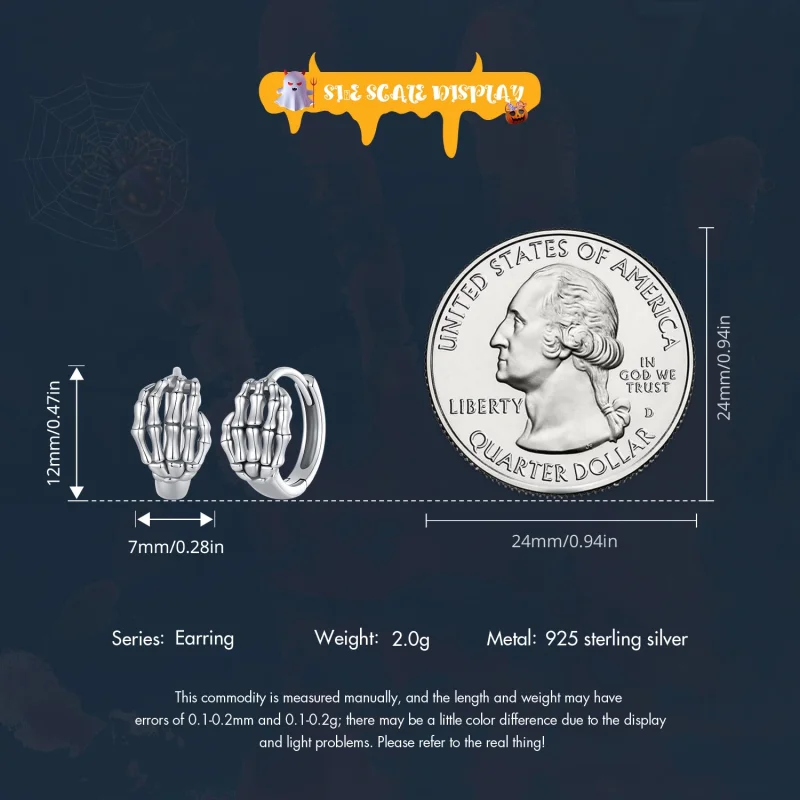 (afbeelding voor) Pandora Stijl Skelet Hand Hoepel Oorbellen - SCE1641 - Bekijken 6