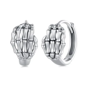 Pandora Stijl Skelet Hand Hoepel Oorbellen - SCE1641 (afbeelding voor) Pandora Stijl Skelet Hand Hoepel Oorbellen - SCE1641
