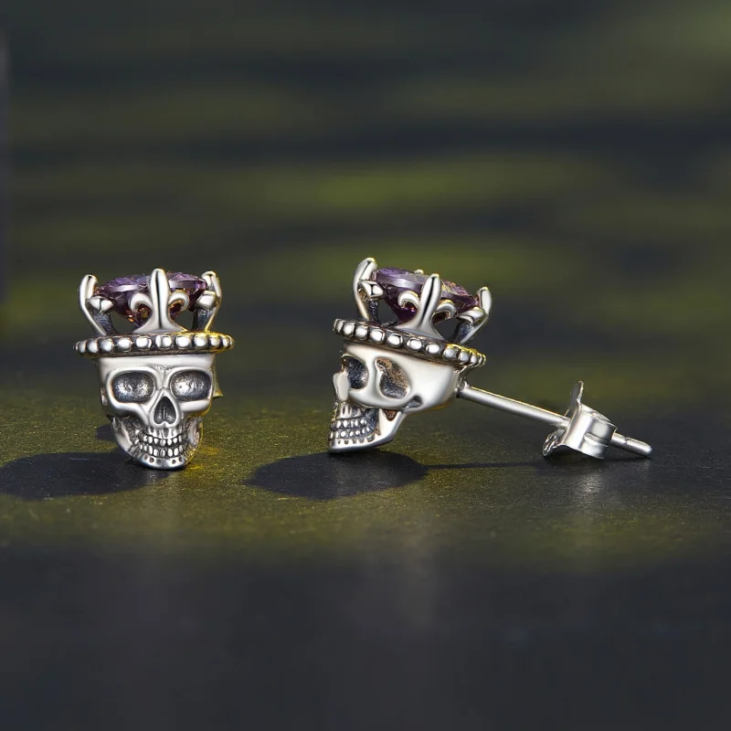 (afbeelding voor) Pandora Stijl Skelet Koning Studs Oorbellen - BSE892 - Bekijken 4