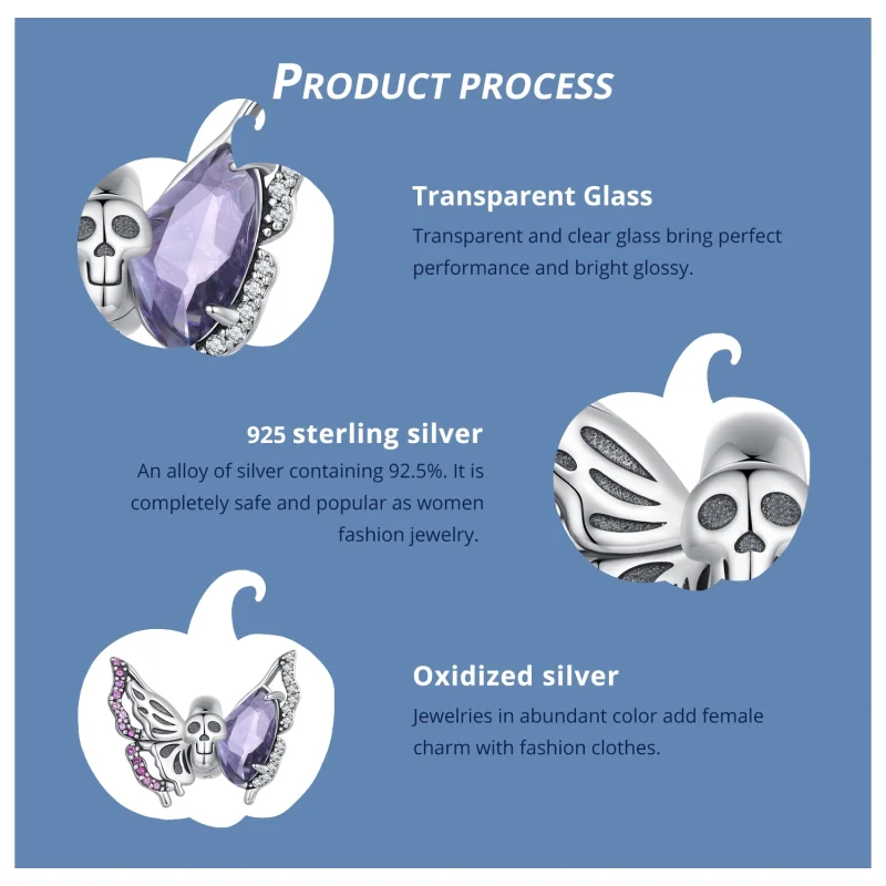 (afbeelding voor) Pandora-stijl Skelet Vlinderbedel - BSC911 - Bekijken 4