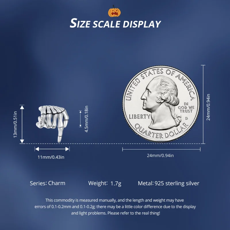 (afbeelding voor) Pandora Stijl Skelethand Bedel - BSC909 - Bekijken 7
