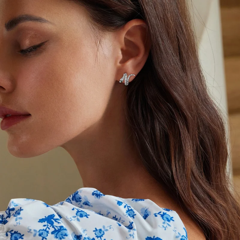 (afbeelding voor) Pandora-stijl Slangen Hoepeloorbellen - BSE883 - Bekijken 5