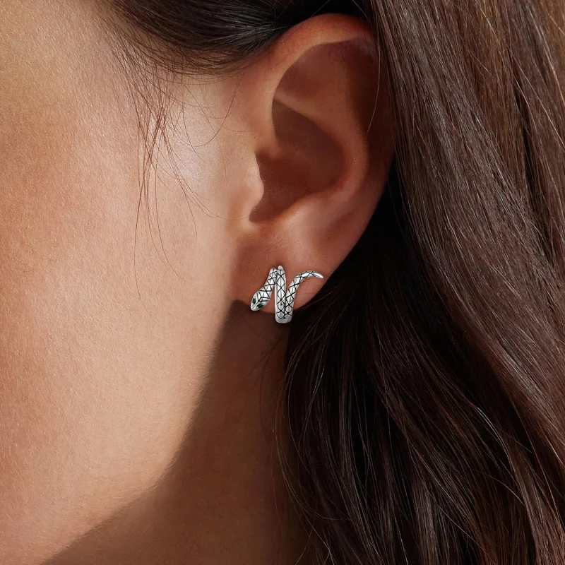 (afbeelding voor) Pandora-stijl Slangen Hoepeloorbellen - BSE883 - Bekijken 6