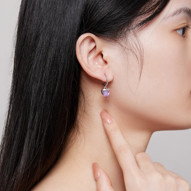 (afbeelding voor) Pandora-stijl smeltend hart oorringen - BSE833 - Bekijken 5