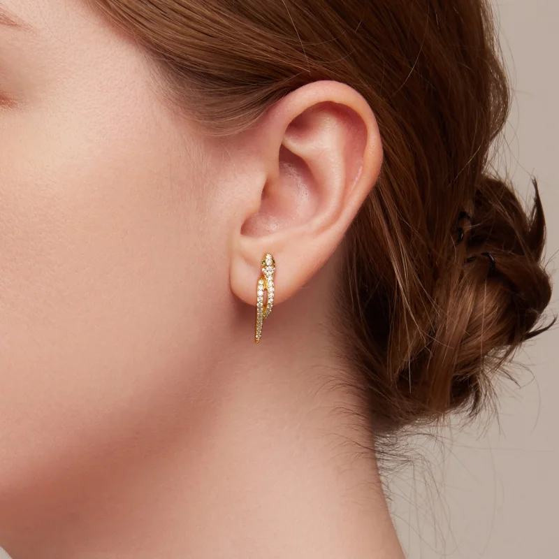 (afbeelding voor) Pandora Stijl Spirit Slang Hoepel Oorbellen - BSE669-B - Bekijken 6