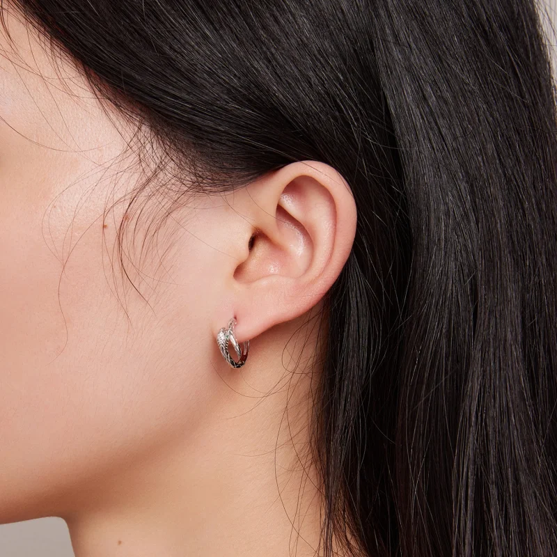 (afbeelding voor) Pandora-stijl Spirit Snake Hoop Oorbellen - BSE818 - Bekijken 6