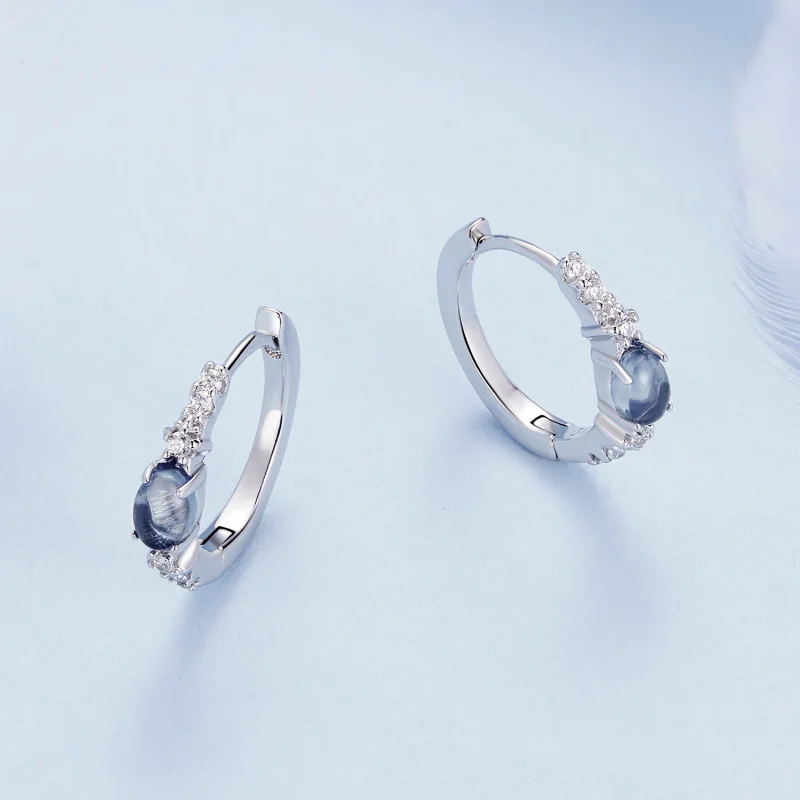 (afbeelding voor) Pandora-stijl Ster Blauwe Glazen Hoepel Oorbellen - BSE859 - Bekijken 3