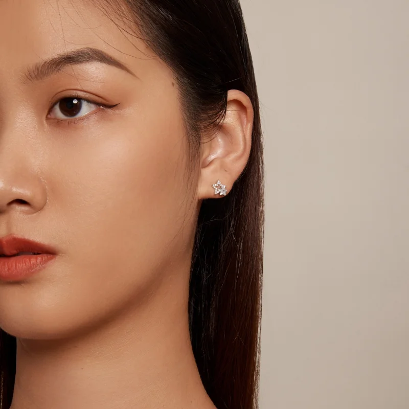 (afbeelding voor) Pandora-stijl Ster Oorstekers - BSE878 - Bekijken 5