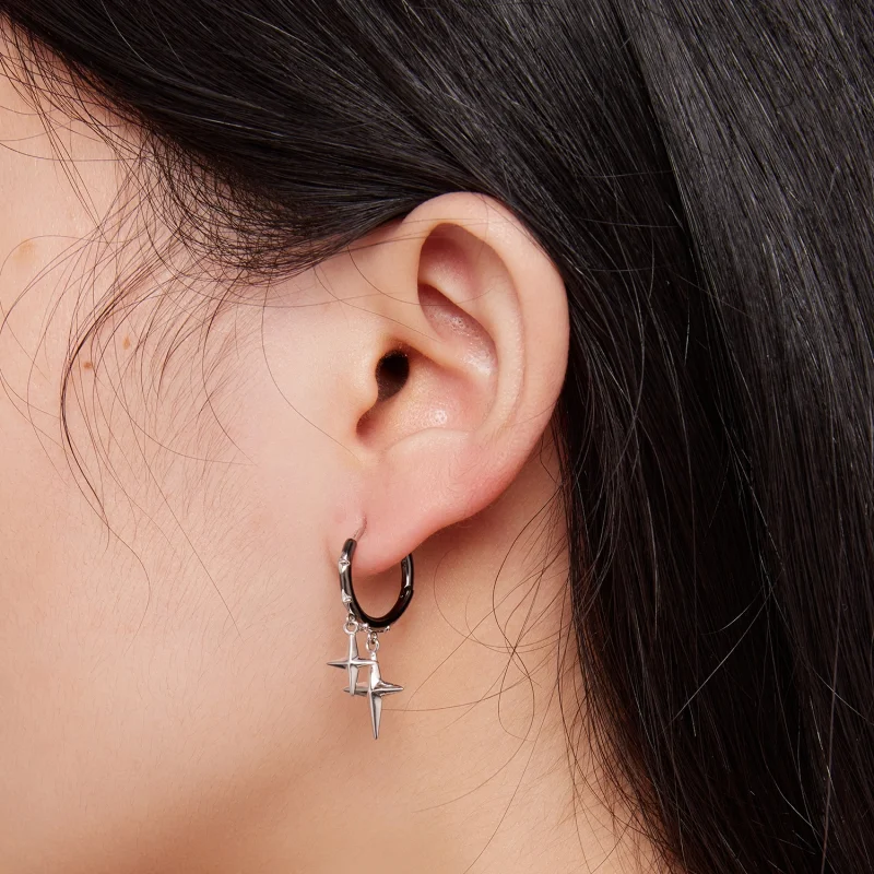 (afbeelding voor) Pandora Stijl Sterren en Maan Glans Hoop Oorbellen - BSE805 - Bekijken 6