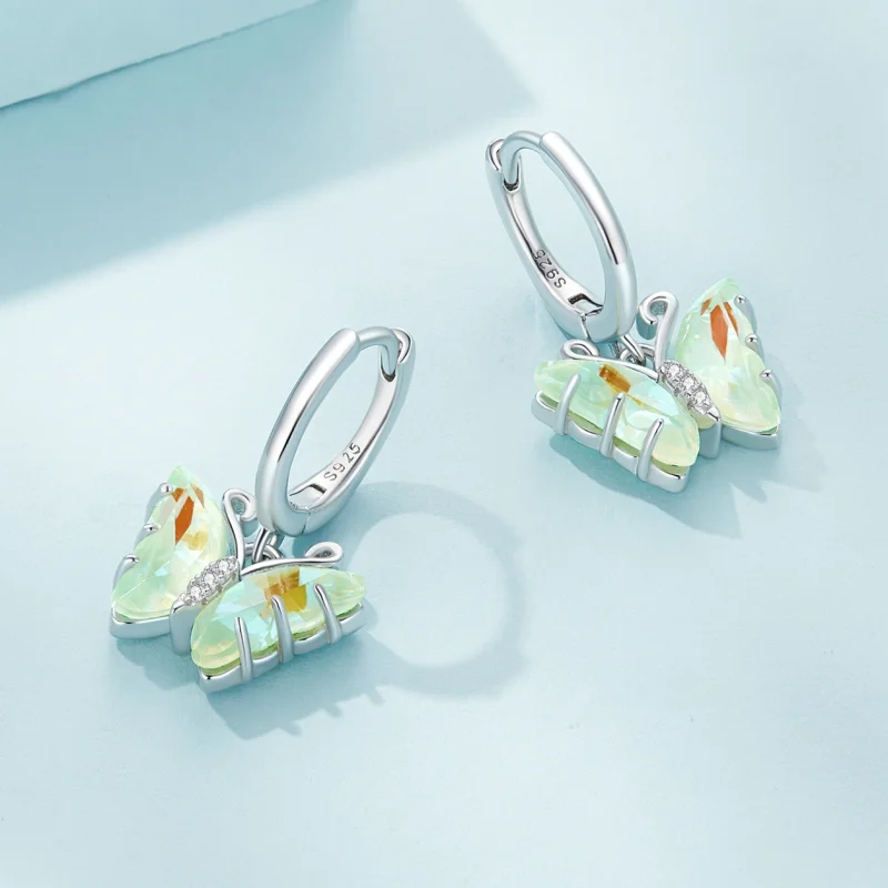 (afbeelding voor) Pandora-stijl Symfonie Vlinder Hoepel Oorbellen - SCE1588-GN - Bekijken 3