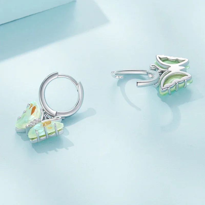 (afbeelding voor) Pandora-stijl Symfonie Vlinder Hoepel Oorbellen - SCE1588-GN - Bekijken 4