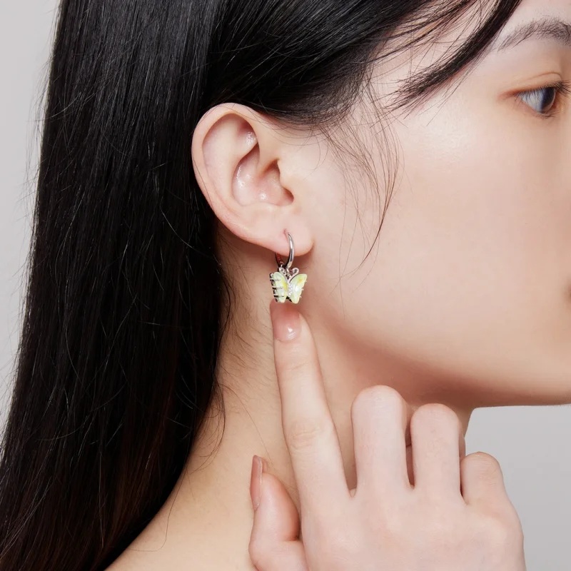 (afbeelding voor) Pandora-stijl Symfonie Vlinder Hoepel Oorbellen - SCE1588-GN - Bekijken 5