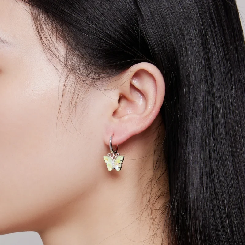 (afbeelding voor) Pandora-stijl Symfonie Vlinder Hoepel Oorbellen - SCE1588-GN - Bekijken 8