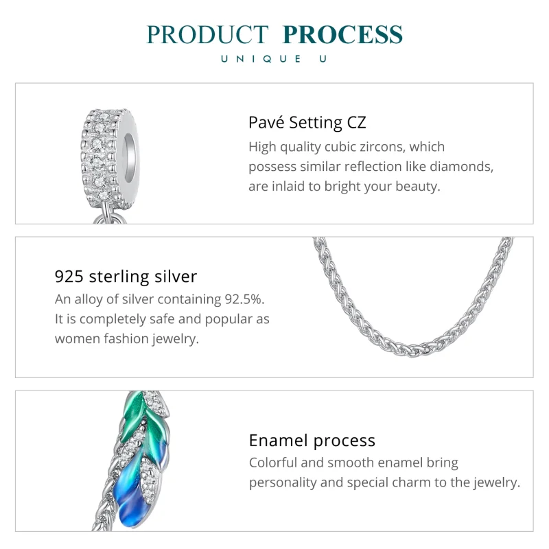 (afbeelding voor) Pandora Stijl Veer Veilige Ketting - BSC914 - Bekijken 6