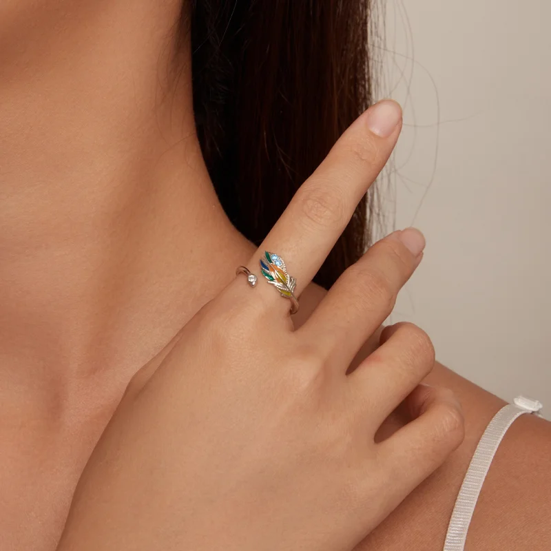 (afbeelding voor) Pandora Stijl Veerring met Veder - BSR469-E - Bekijken 4