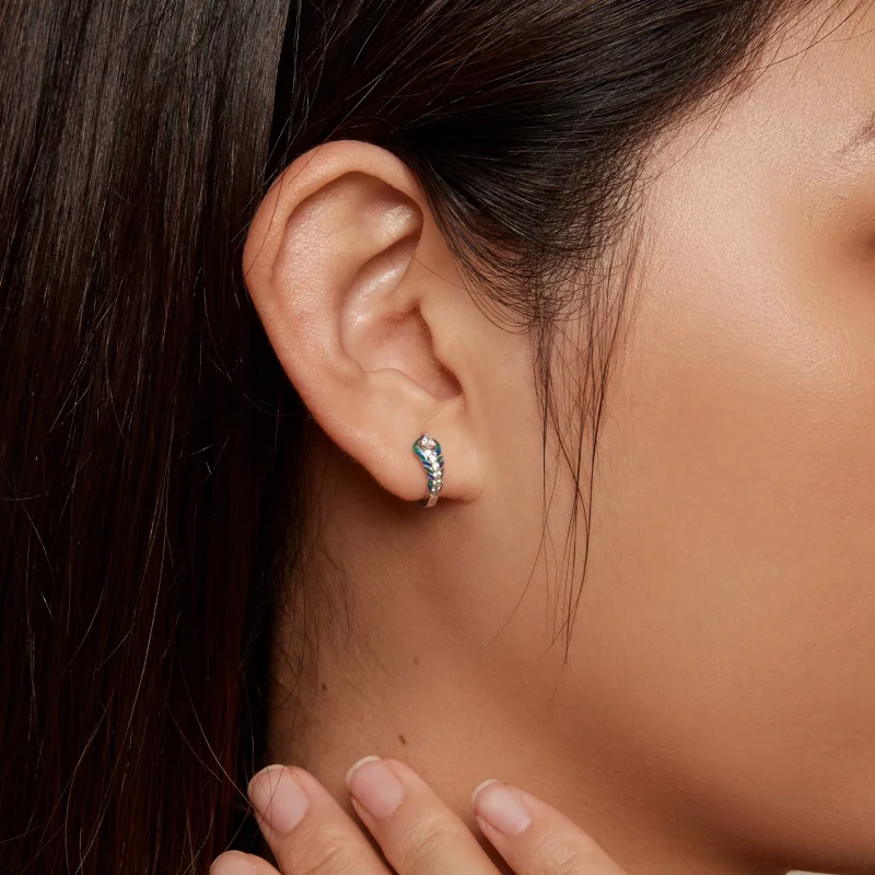 (afbeelding voor) Pandora-stijl verenhoepel oorbellen - BSE882 - Bekijken 6