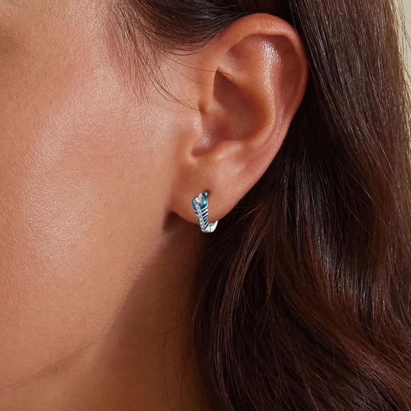 (afbeelding voor) Pandora-stijl verenhoepel oorbellen - BSE882 - Bekijken 9