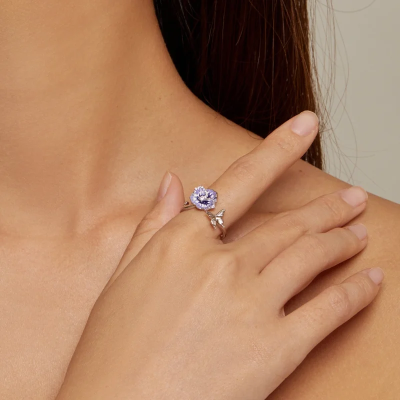 (afbeelding voor) Pandora Stijl Viooltjes Ring - BSR452-E - Bekijken 4