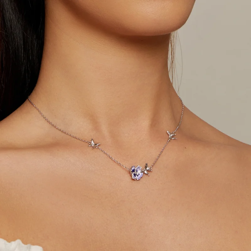 (afbeelding voor) Pandora Stijl Viooltjes Stretch Ketting - BSN336 - Bekijken 5