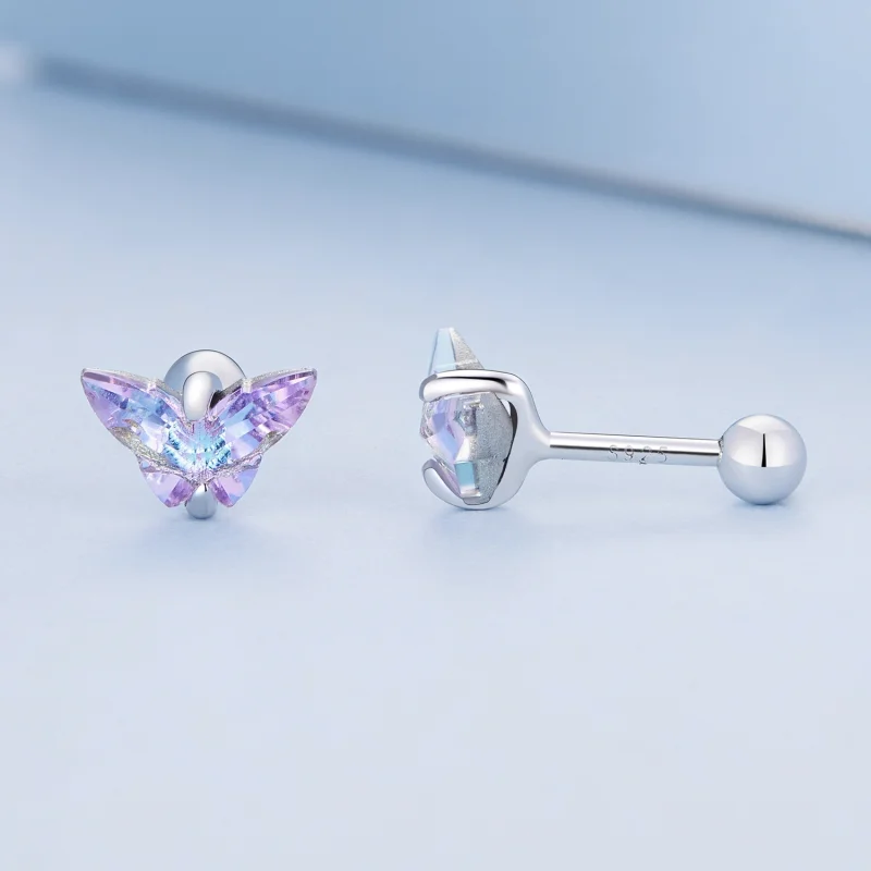 (afbeelding voor) Pandora-stijl vlinder draadstuds oorbellen - BSE797 - Bekijken 3