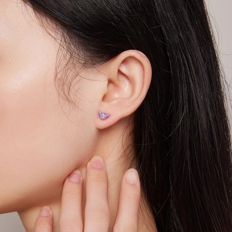 (afbeelding voor) Pandora-stijl vlinder draadstuds oorbellen - BSE797 - Bekijken 6