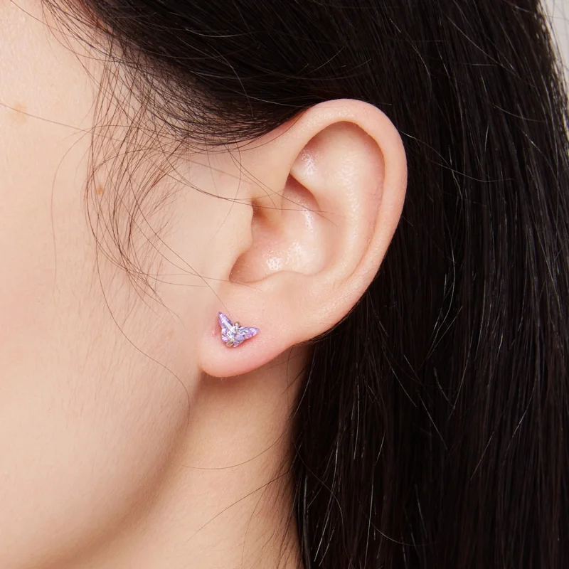 (afbeelding voor) Pandora-stijl vlinder draadstuds oorbellen - BSE797 - Bekijken 7