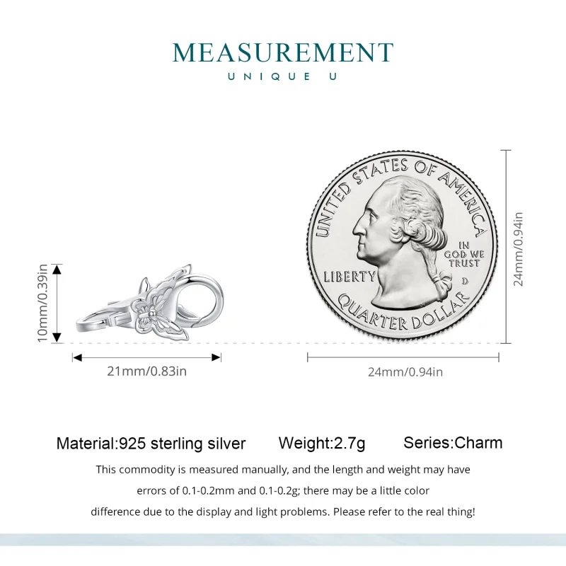 (afbeelding voor) Pandora Stijl Vlinder dubbele Kreeftsluiting - BSP022 - Bekijken 5