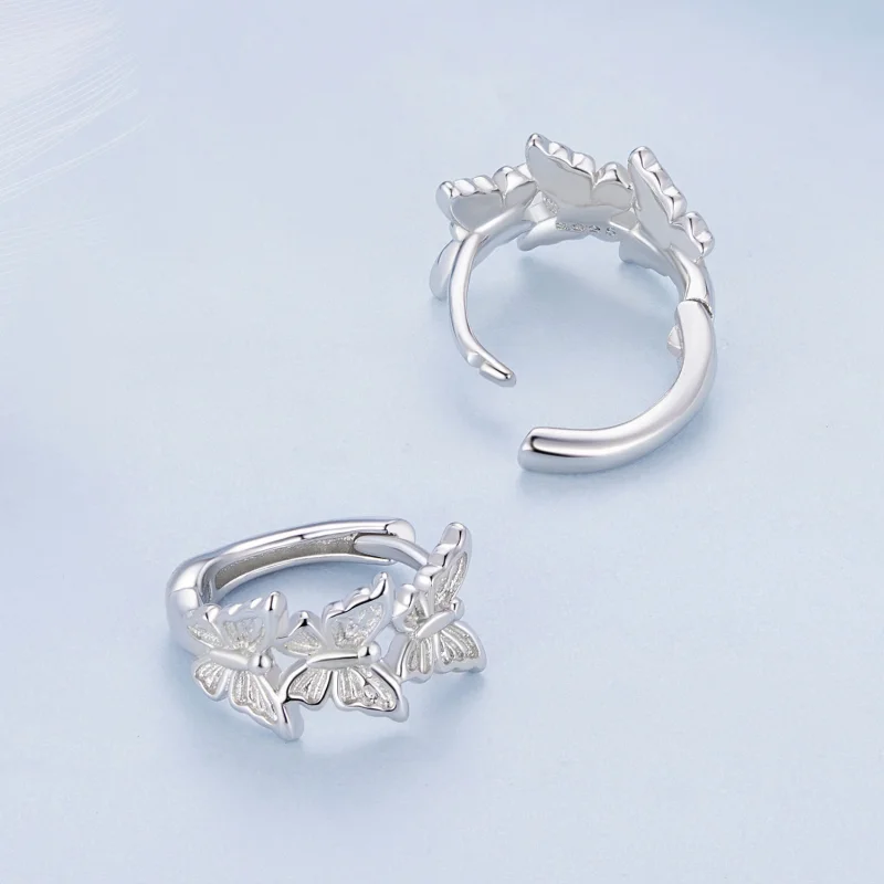 (afbeelding voor) Pandora-stijl Vlinder Hoepeloorbellen - BSE908 - Bekijken 4