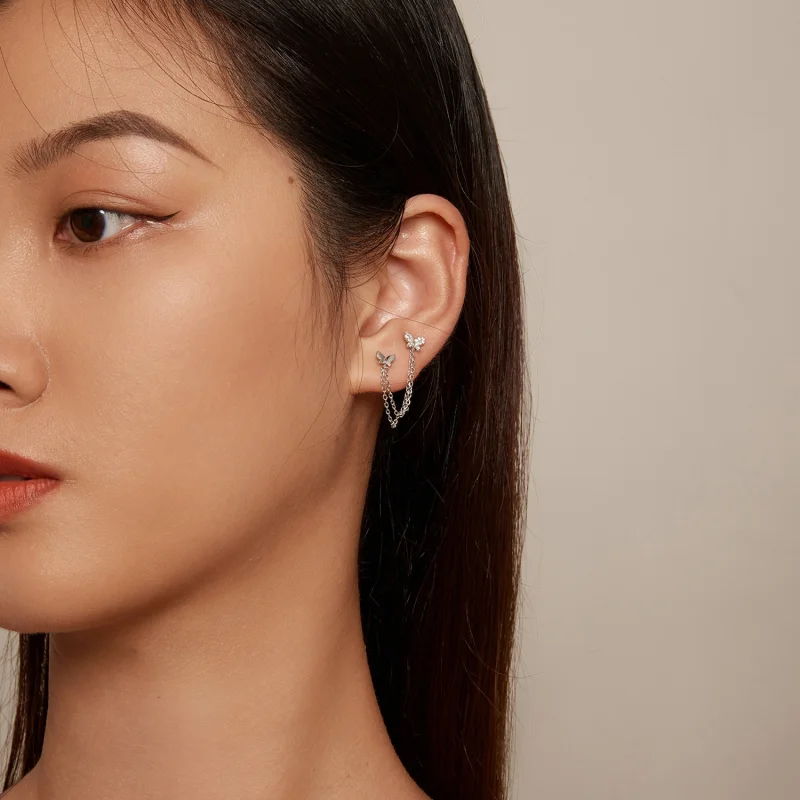 (afbeelding voor) Pandora Stijl Vlinder Oorstekers - BSE876 - Bekijken 6