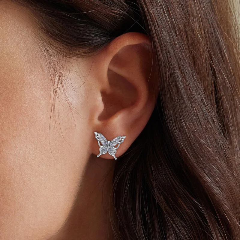 (afbeelding voor) Pandora-stijl Vlinder Studs Oorbellen - BSE910 - Bekijken 6