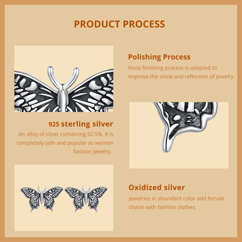 (afbeelding voor) Pandora-stijl Vlinder Studs Oorbellen - SCE1637 - Bekijken 8