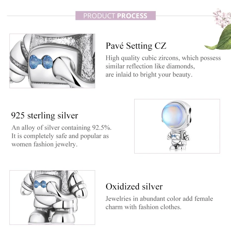 (afbeelding voor) Pandora-stijl warmtegevoelige astronaut bedel - BSC578 - Bekijken 5