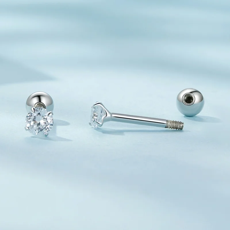 (afbeelding voor) Pandora-stijl Wit Zirkonium Stud Oorbellen - SCE1646-S - Bekijken 4