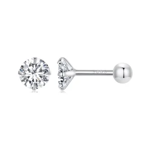 (afbeelding voor) Pandora-stijl Wit Zirkonium Stud Oorbellen - SCE1646-S