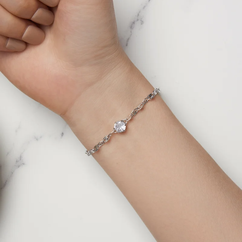 (afbeelding voor) Pandora Stijl Zirkoon Fijne Sprankelende Kettingarmband - BSB142 - Bekijken 6