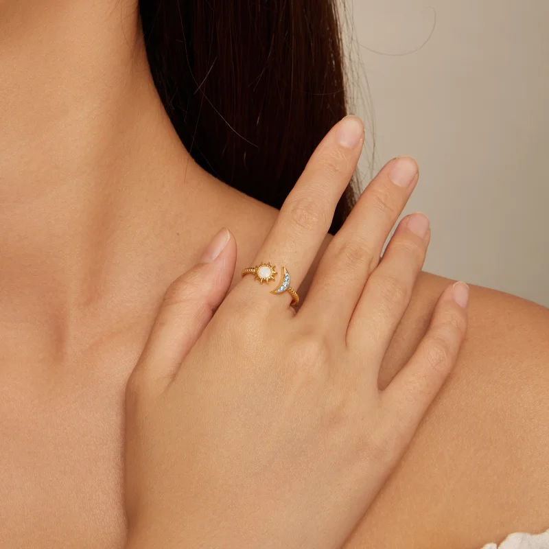 (afbeelding voor) Pandora Stijl Zon, Maan en Sterren Open Ring - SCR796-B - Bekijken 4