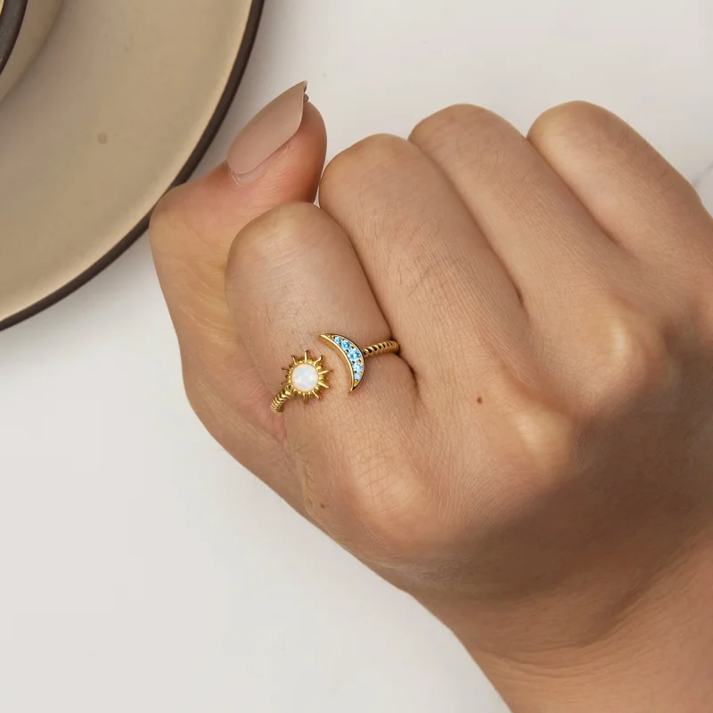 (afbeelding voor) Pandora Stijl Zon, Maan en Sterren Open Ring - SCR796-B - Bekijken 6