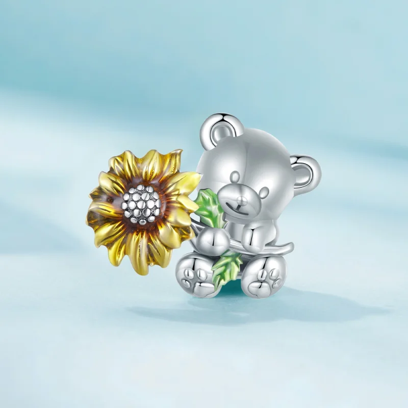 (afbeelding voor) Pandora Stijl Zonnebloem en Beer Bedel - SCC2560 - Bekijken 2