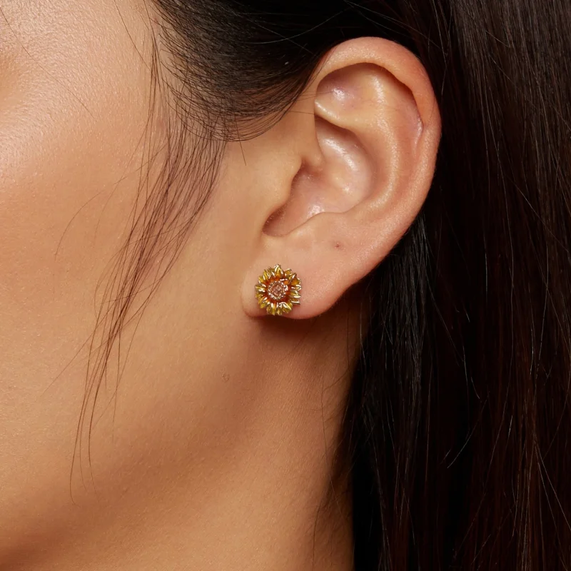 (afbeelding voor) Pandora Stijl Zonnebloem Studs Oorbellen - BSE867 - Bekijken 7