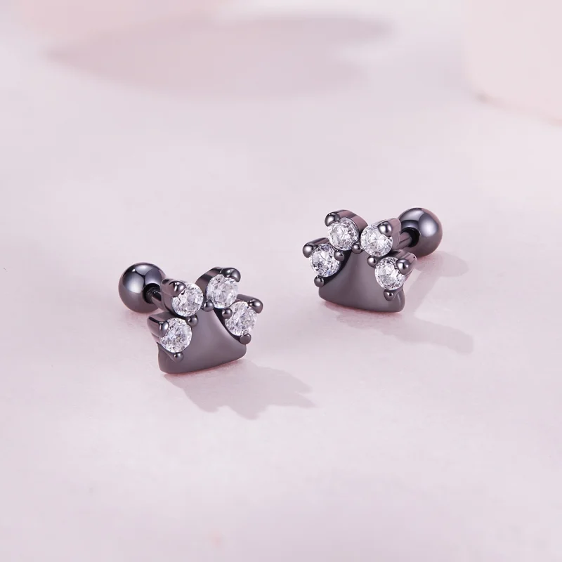 (afbeelding voor) Pandora-stijl Zwarte Hondenpootjes Studs Oorbellen - SCE1575 - Bekijken 2