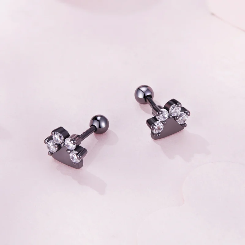(afbeelding voor) Pandora-stijl Zwarte Hondenpootjes Studs Oorbellen - SCE1575 - Bekijken 3