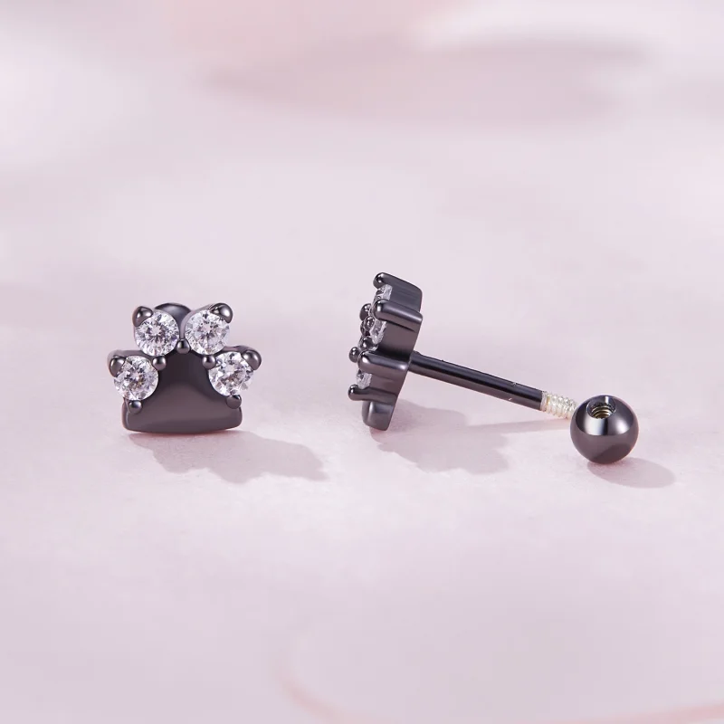 (afbeelding voor) Pandora-stijl Zwarte Hondenpootjes Studs Oorbellen - SCE1575 - Bekijken 7