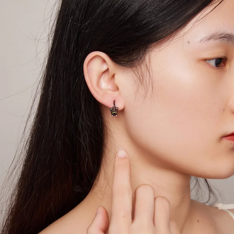 (afbeelding voor) Pandora-stijl zwarte kattenhanger oorbellen - BSE798 - Bekijken 7