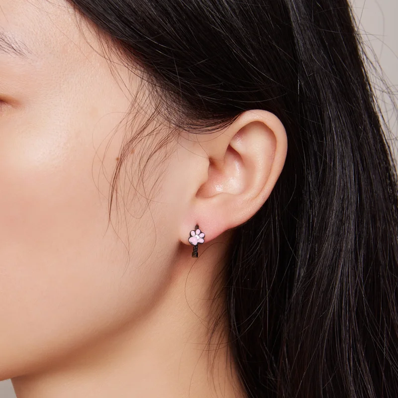 (afbeelding voor) Pandora-stijl Zwarte Kattenklauw Oorringen - SCE1576 - Bekijken 6