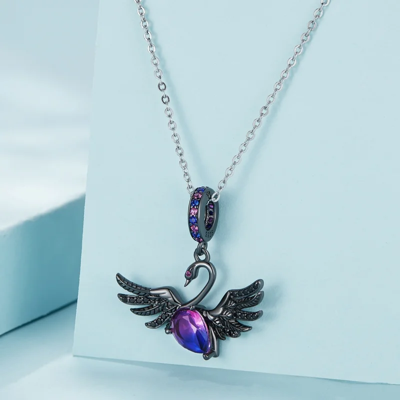 (afbeelding voor) Pandora-stijl Zwarte Zwaan Hanger - SCC2490 - Bekijken 2