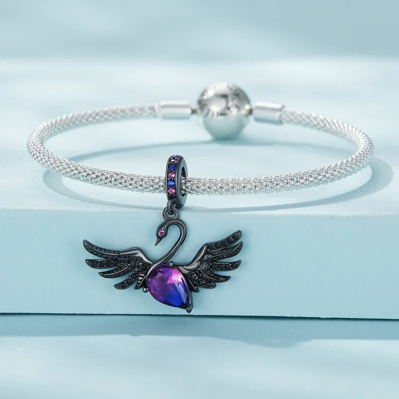 (afbeelding voor) Pandora-stijl Zwarte Zwaan Hanger - SCC2490 - Bekijken 3