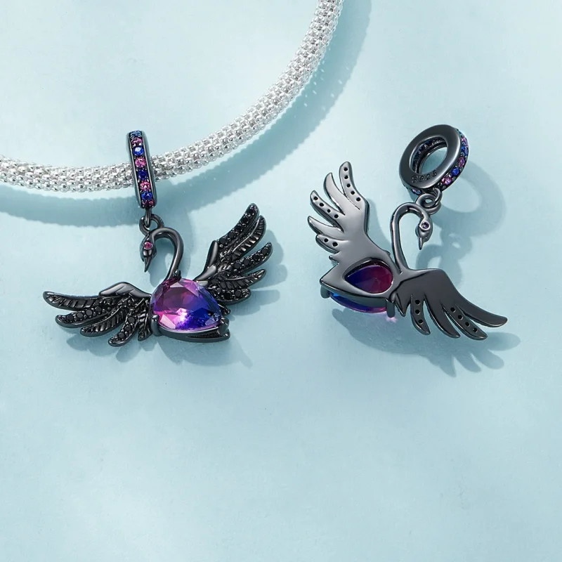 (afbeelding voor) Pandora-stijl Zwarte Zwaan Hanger - SCC2490 - Bekijken 4